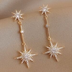 Gold Starburst Dangle Earrings